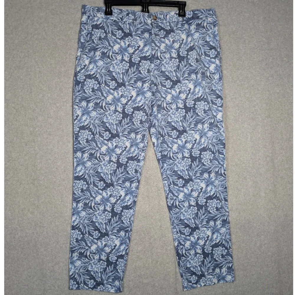Vineyard Vines Chino Breaker Pants Men 40x32 Blue Floral Tropical Resortwear *39